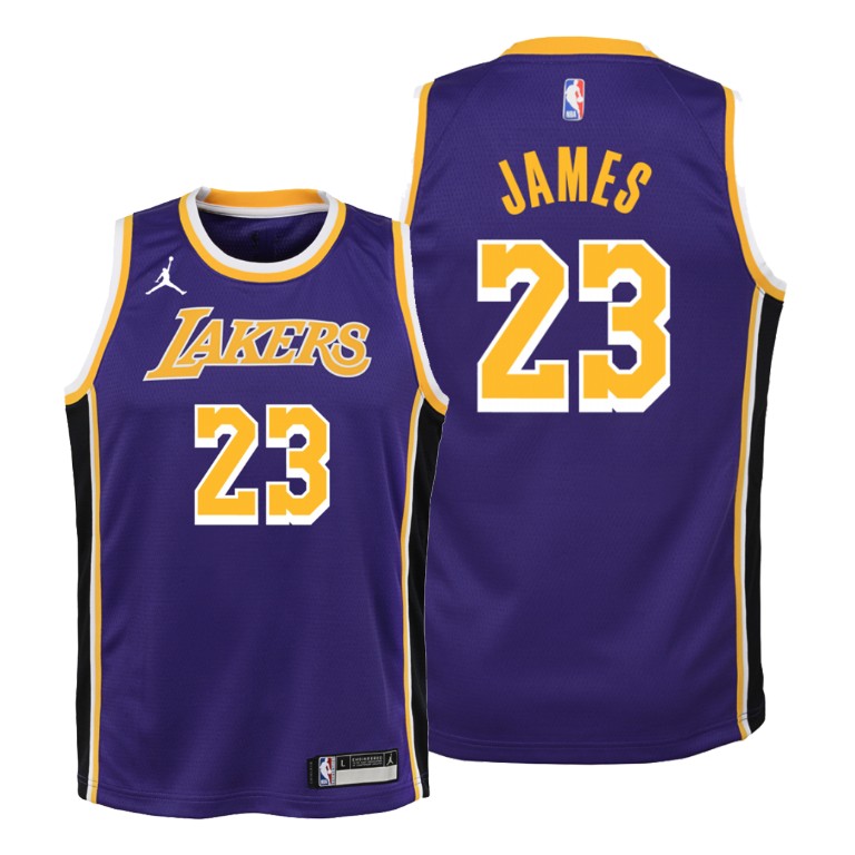 Youth Los Angeles Lakers LeBron James #23 NBA 2020-21 Statement Edition Purple Basketball Jersey HBU4683NU